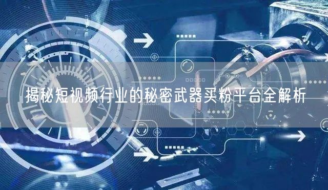 揭秘短视频行业的秘密武器买粉平台全解析