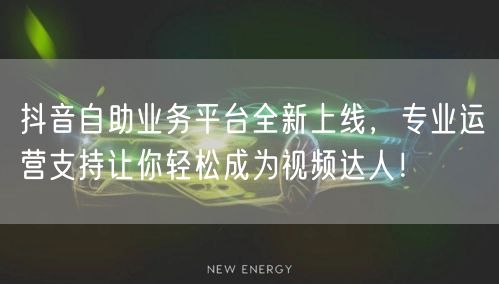 抖音自助业务平台全新上线，专业运营支持让你轻松成为视频达人！