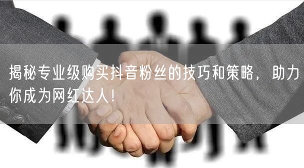 揭秘专业级购买抖音粉丝的技巧和策略，助力你成为网红达人！
