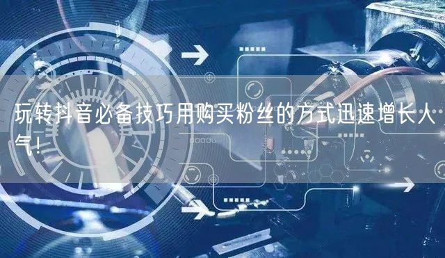 玩转抖音必备技巧用购买粉丝的方式迅速增长人气！