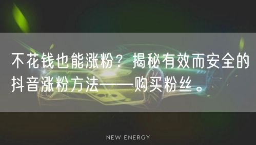 不花钱也能涨粉？揭秘有效而安全的抖音涨粉方法——购买粉丝。