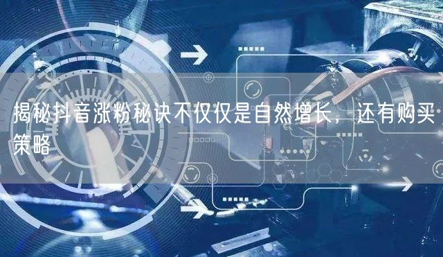 揭秘抖音涨粉秘诀不仅仅是自然增长，还有购买策略