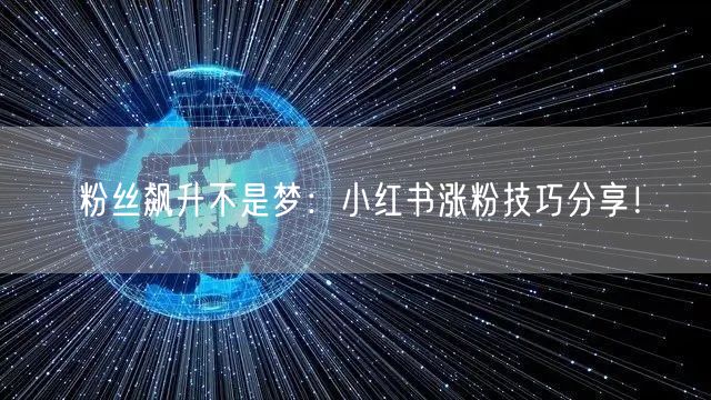 粉丝飙升不是梦：小红书涨粉技巧分享！